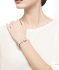 Bob snake Loren white gold bangle bracelet set with blue sapphire eyes