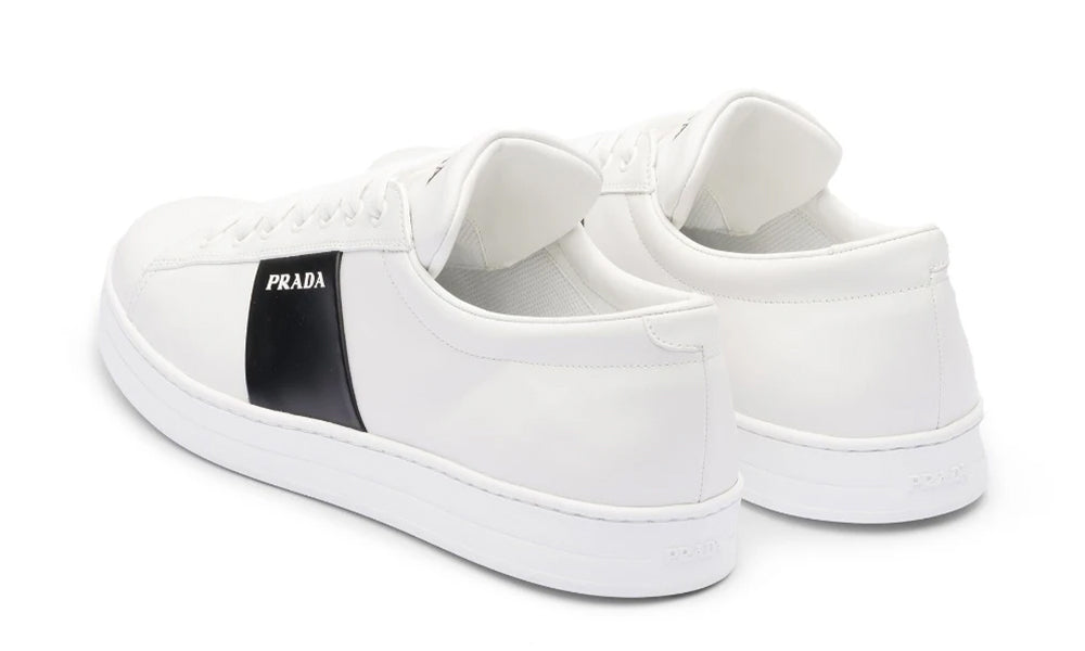 Prada brushed leather sneakers 'White Black'