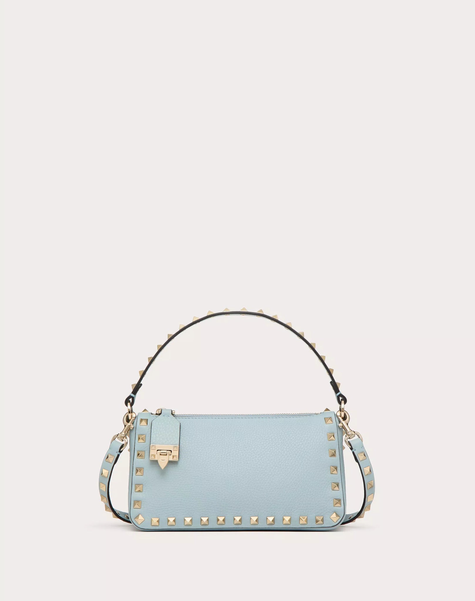SMALL ROCKSTUD GRAINY CALFSKIN CROSSBODY BAG PORCELAIN BLUE