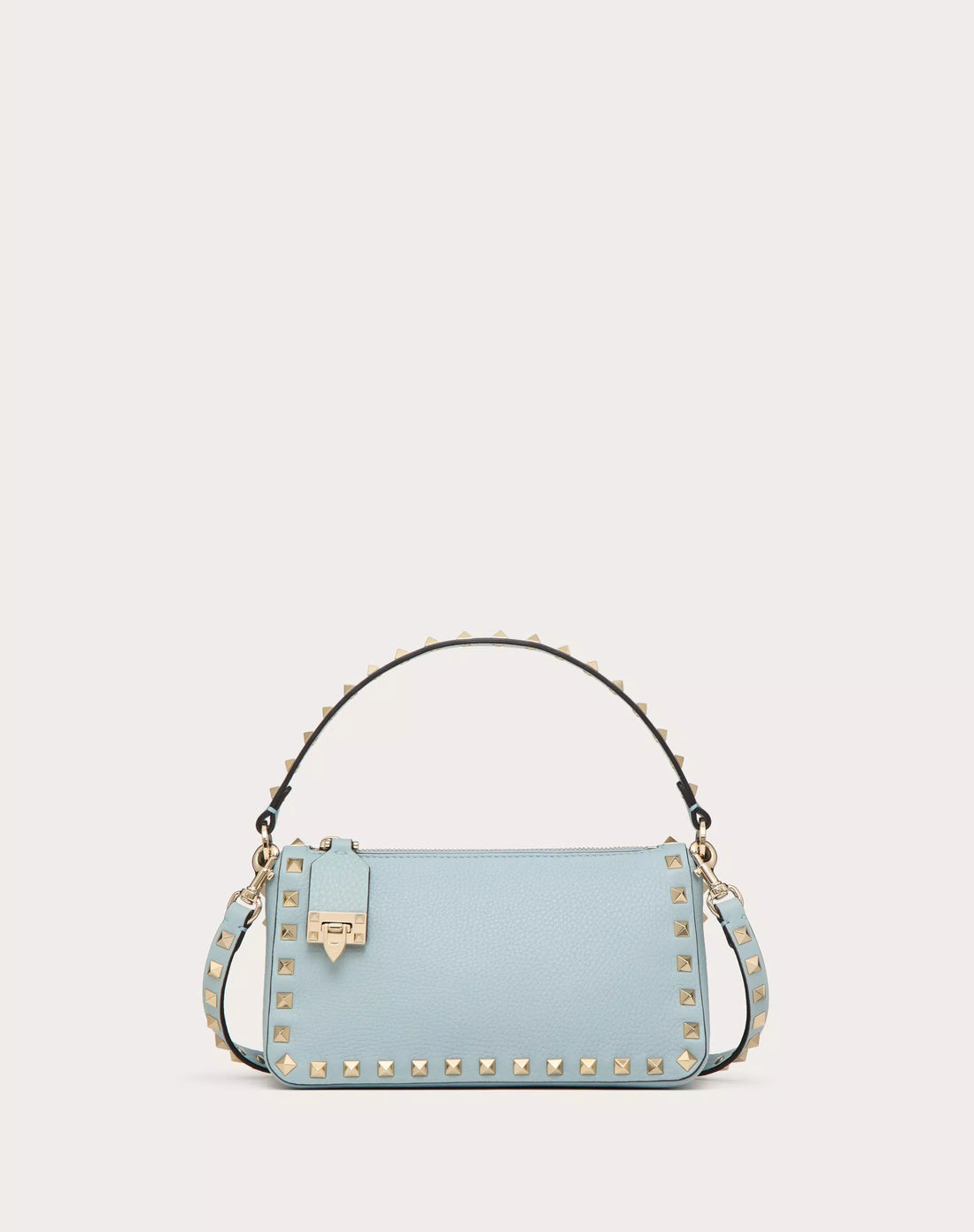 SMALL ROCKSTUD GRAINY CALFSKIN CROSSBODY BAG PORCELAIN BLUE