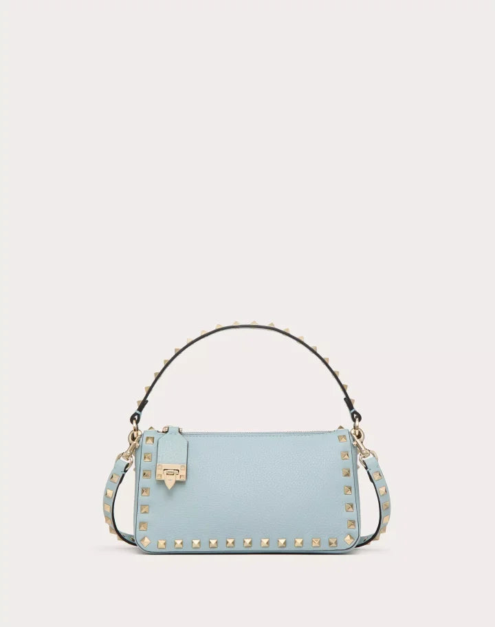 SMALL ROCKSTUD GRAINY CALFSKIN CROSSBODY BAG LIGHT IVORY
