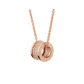 Bob Rollers Adolph necklace with 18 kt rose gold chain and rose gold pendant set with pavé diamonds on the spiral.