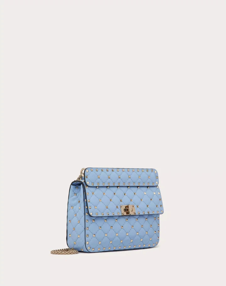MEDIUM NAPPA ROCKSTUD SPIKE BAG AZURE