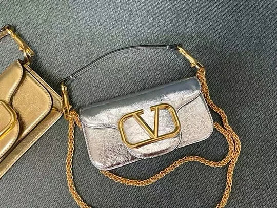 SMALL VALENTINO GARAVANI LOCÒ METALLIC CALFSKIN SHOULDER BAG