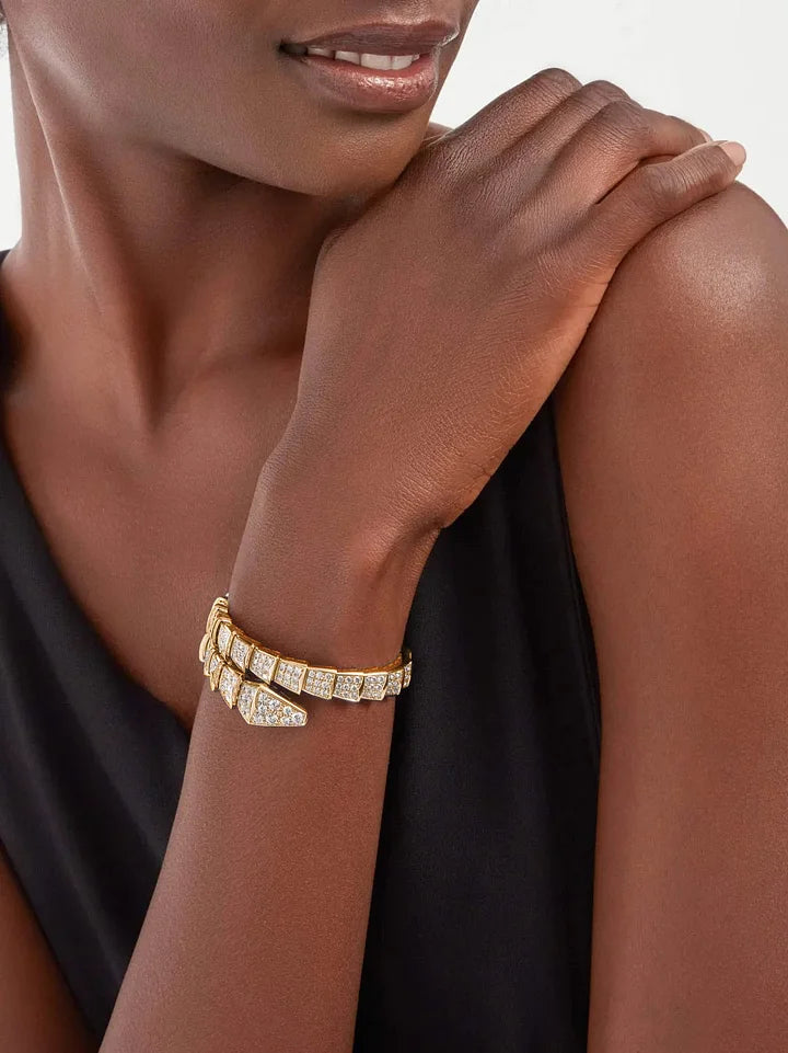 Bob snake Ariana yellow gold bracelet with diamonds