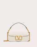 VALENTINO GARAVANI LOCÒ CALFSKIN SHOULDER BAG LIGHT IVORY