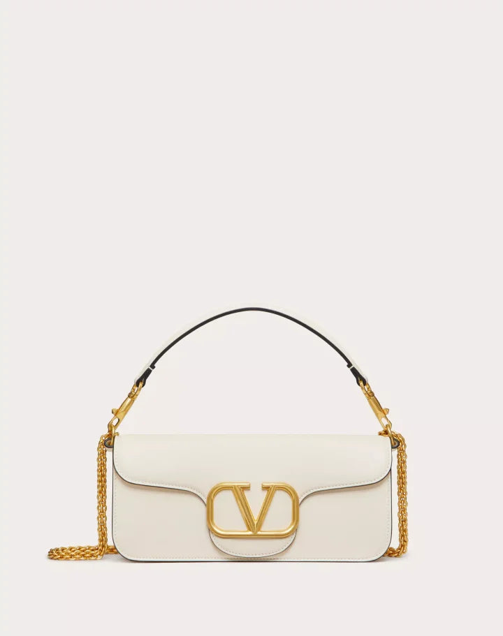 VALENTINO GARAVANI LOCÒ CALFSKIN SHOULDER BAG BLACK