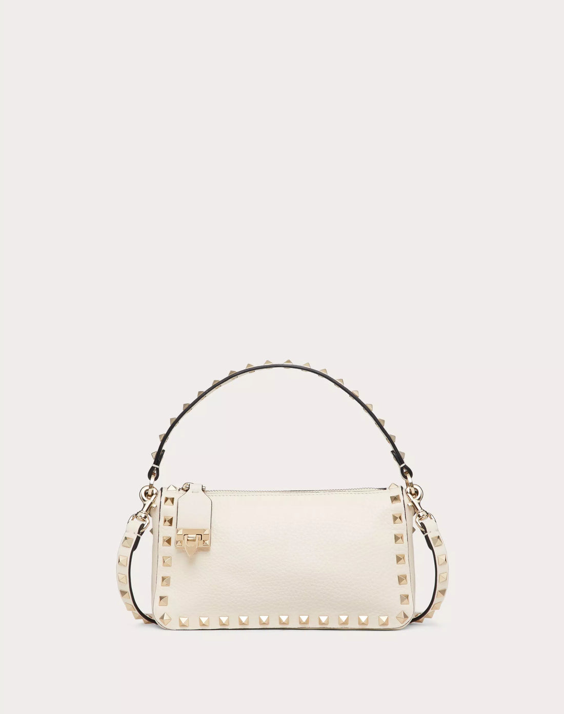 SMALL ROCKSTUD GRAINY CALFSKIN CROSSBODY BAG LIGHT IVORY