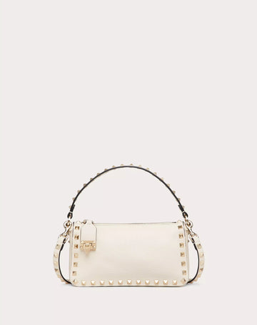 SMALL ROCKSTUD GRAINY CALFSKIN CROSSBODY BAG LIGHT IVORY