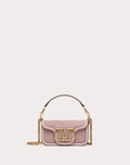 VALENTINO GARAVANI LOCÒ SMALL WOVEN LEATHER SHOULDER BAG ROSE QUARTZ