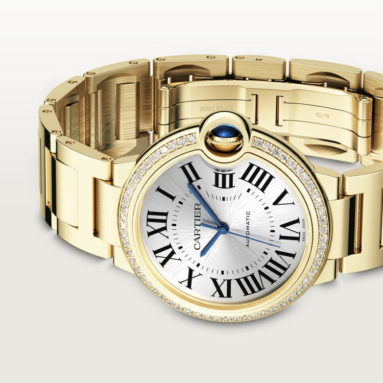 Ballon Bleu de Cartier watch, 36 mm, mechanical movement with automatic winding. Yellow gold