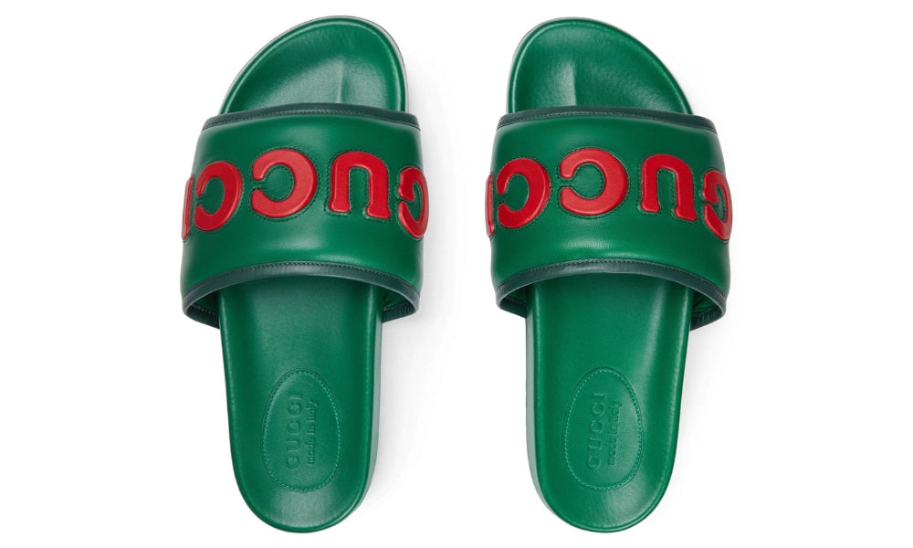 Gucci  Leather Logo Slides