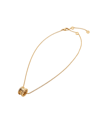 Bob Rollers Adolph yellow gold chain and yellow gold round pendant set with pavé diamonds on the edges