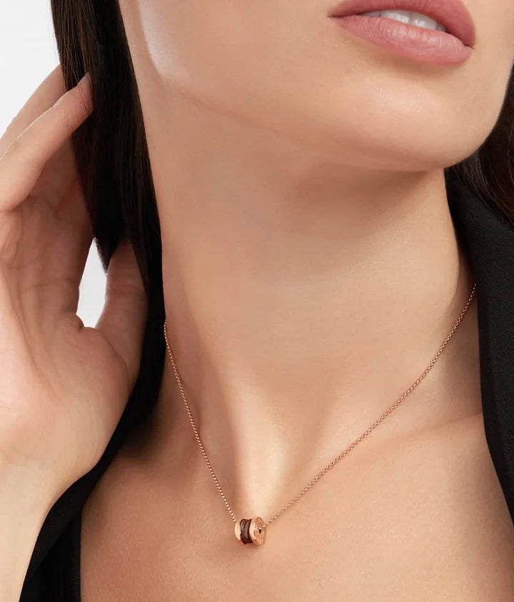 Bob Rollers Adolph necklace with rose gold chain and pendant in rose gold and cermet