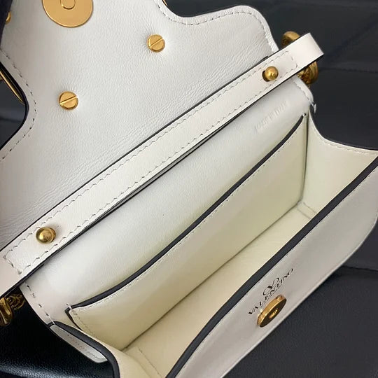 VALENTINO GARAVANI LOCÒ SMALL SHOULDER BAG IN CALFSKIN LIGHT IVORY
