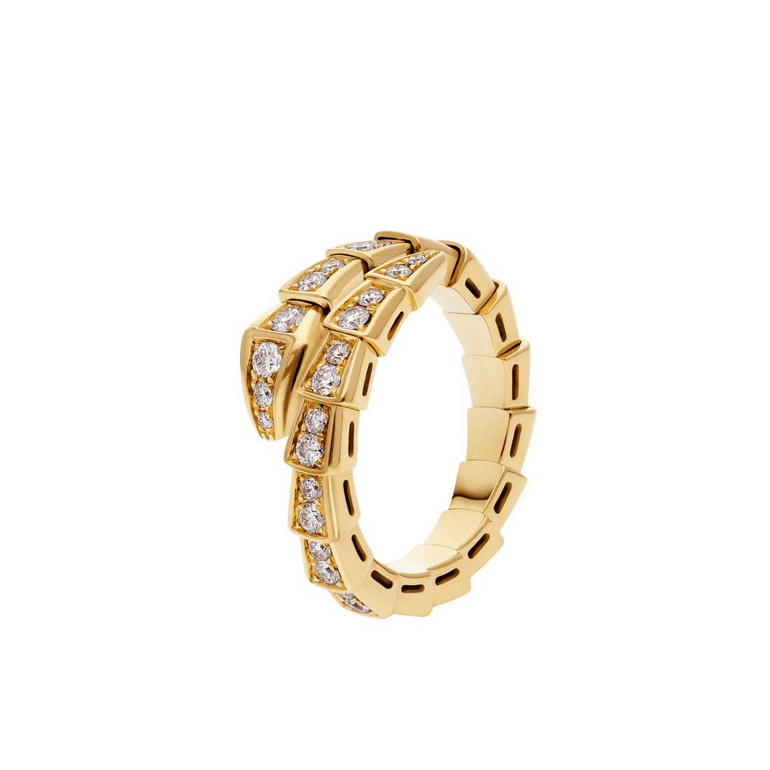 Bob snake glitz yellow gold ring set with full pavé diamonds