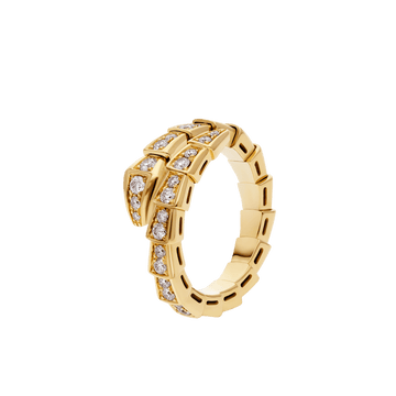 Bob snake glitz yellow gold ring set with full pavé diamonds