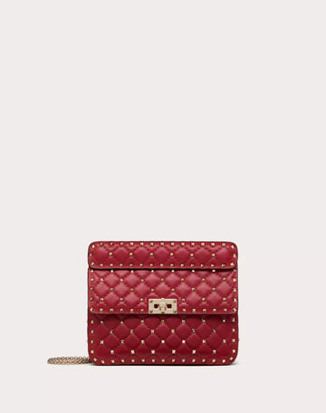 MEDIUM NAPPA ROCKSTUD SPIKE BAG ROSSO VALENTINO