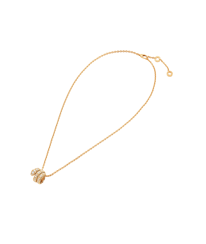 Bob snake elegant yellow gold pendant necklace set with full pavé diamonds