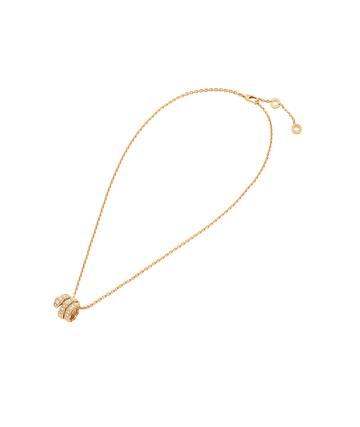 Bob snake elegant yellow gold pendant necklace set with full pavé diamonds