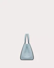 VALENTINO GARAVANI ALLTIME SMALL HANDBAG IN GRAINY CALFSKIN PORCELAIN BLUE