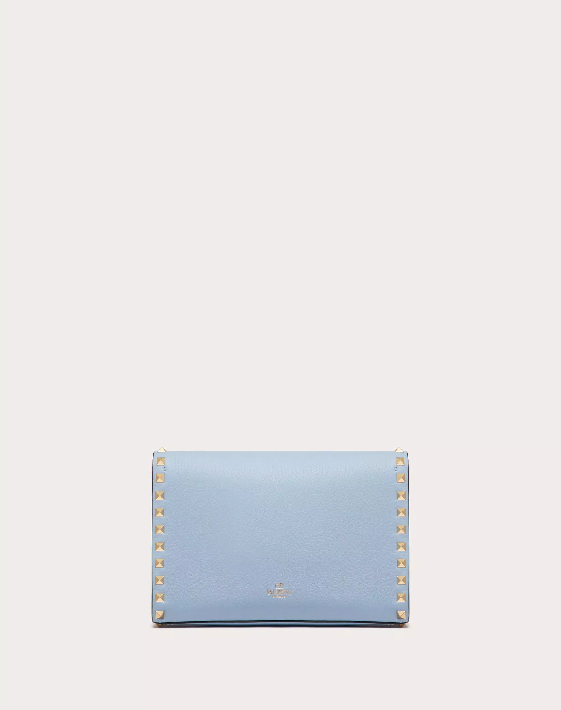SMALL ROCKSTUD GRAINY CALFSKIN CROSSBODY BAG AZURE
