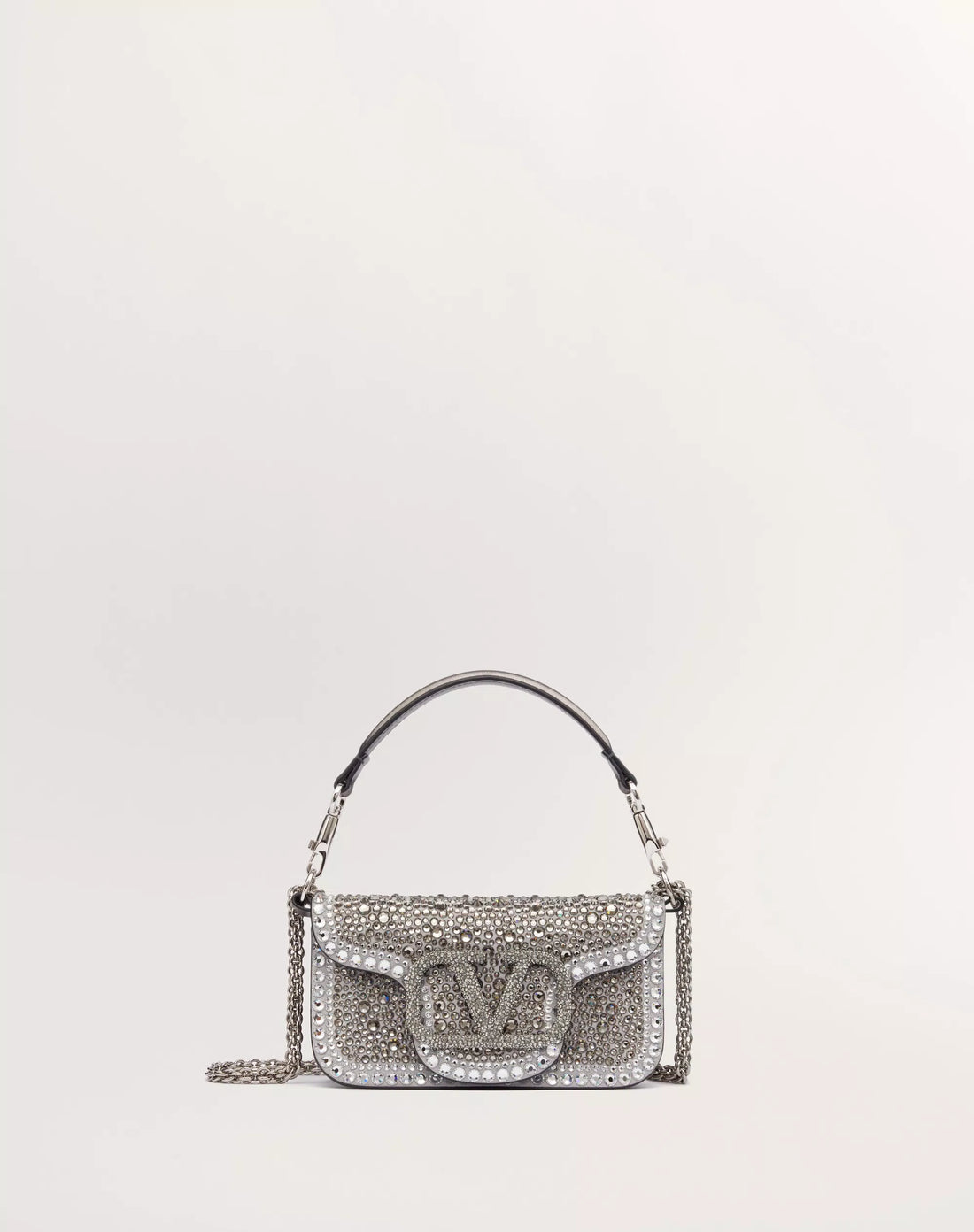 SMALL VALENTINO GARAVANI LOCÒ SHOULDER BAG WITH RHINESTONES