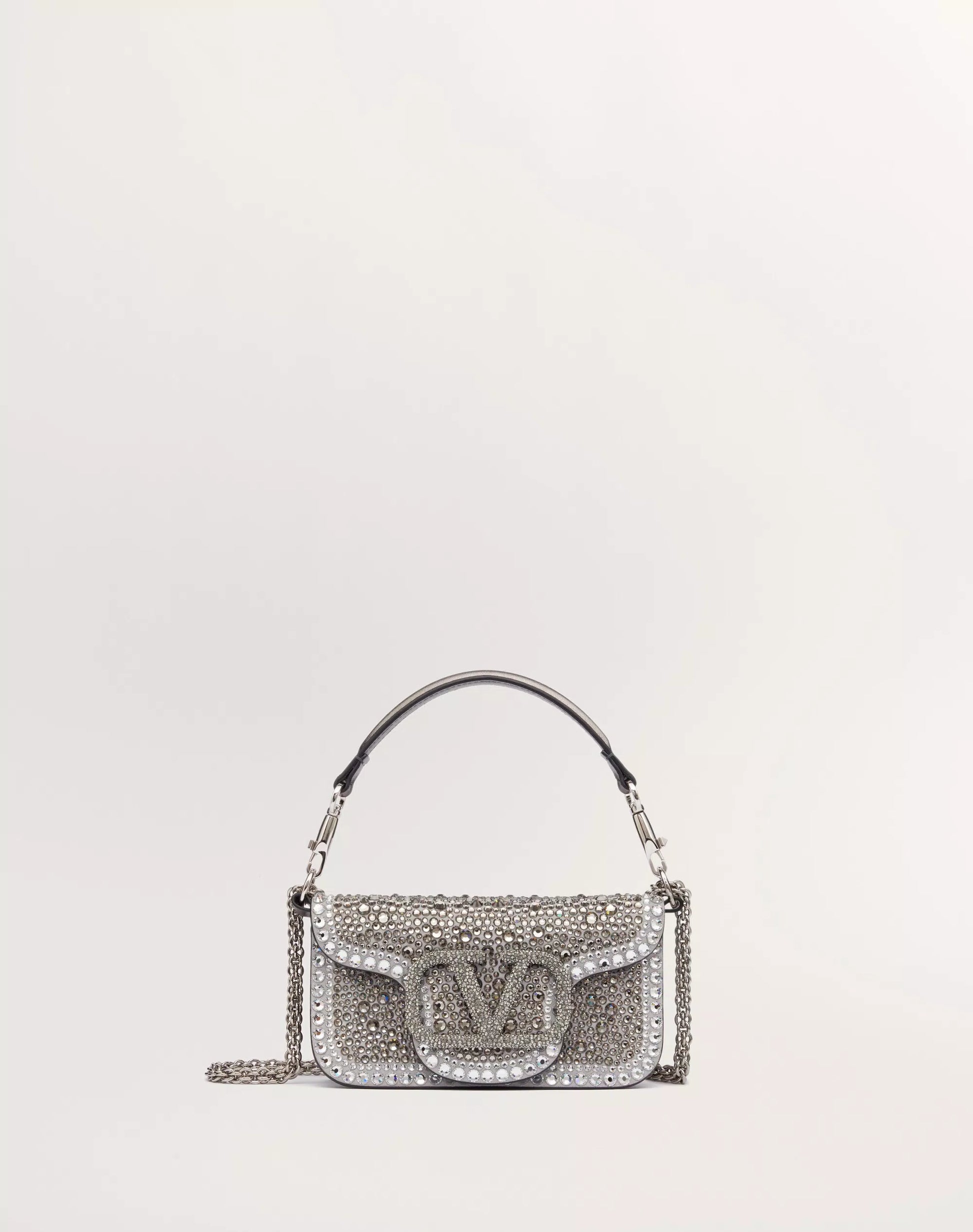 SMALL VALENTINO GARAVANI LOCÒ SHOULDER BAG WITH RHINESTONES