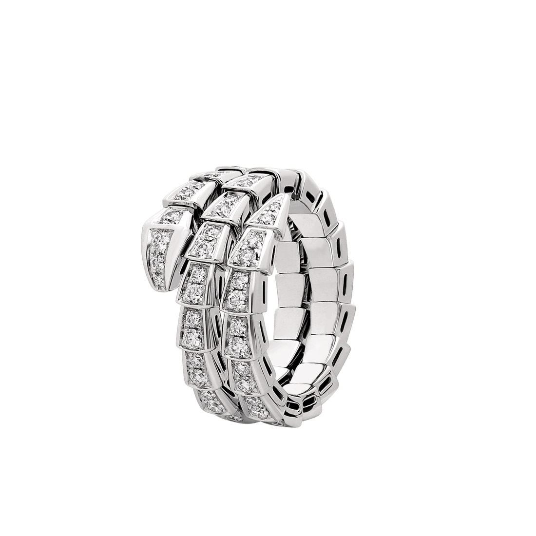 Bob snake Emma white gold ring set with full pavé diamonds