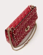 MEDIUM NAPPA ROCKSTUD SPIKE BAG ROSSO VALENTINO