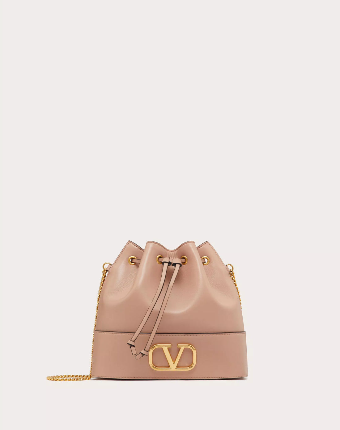 MINI BUCKET BAG IN NAPPA WITH VLOGO SIGNATURE CHAIN ROSE CANNELLE