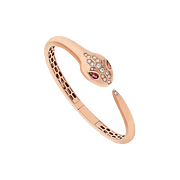 Bob snake Monroe rose gold bangle bracelet set with rubellite eyes