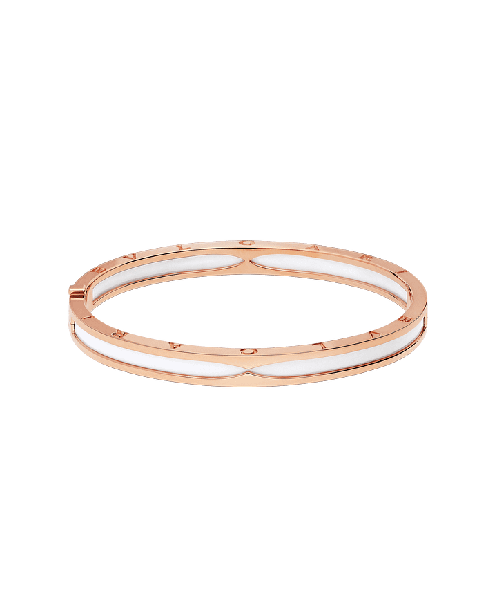 Bob Rollers Cara bracelet in rose gold with white ceramic.