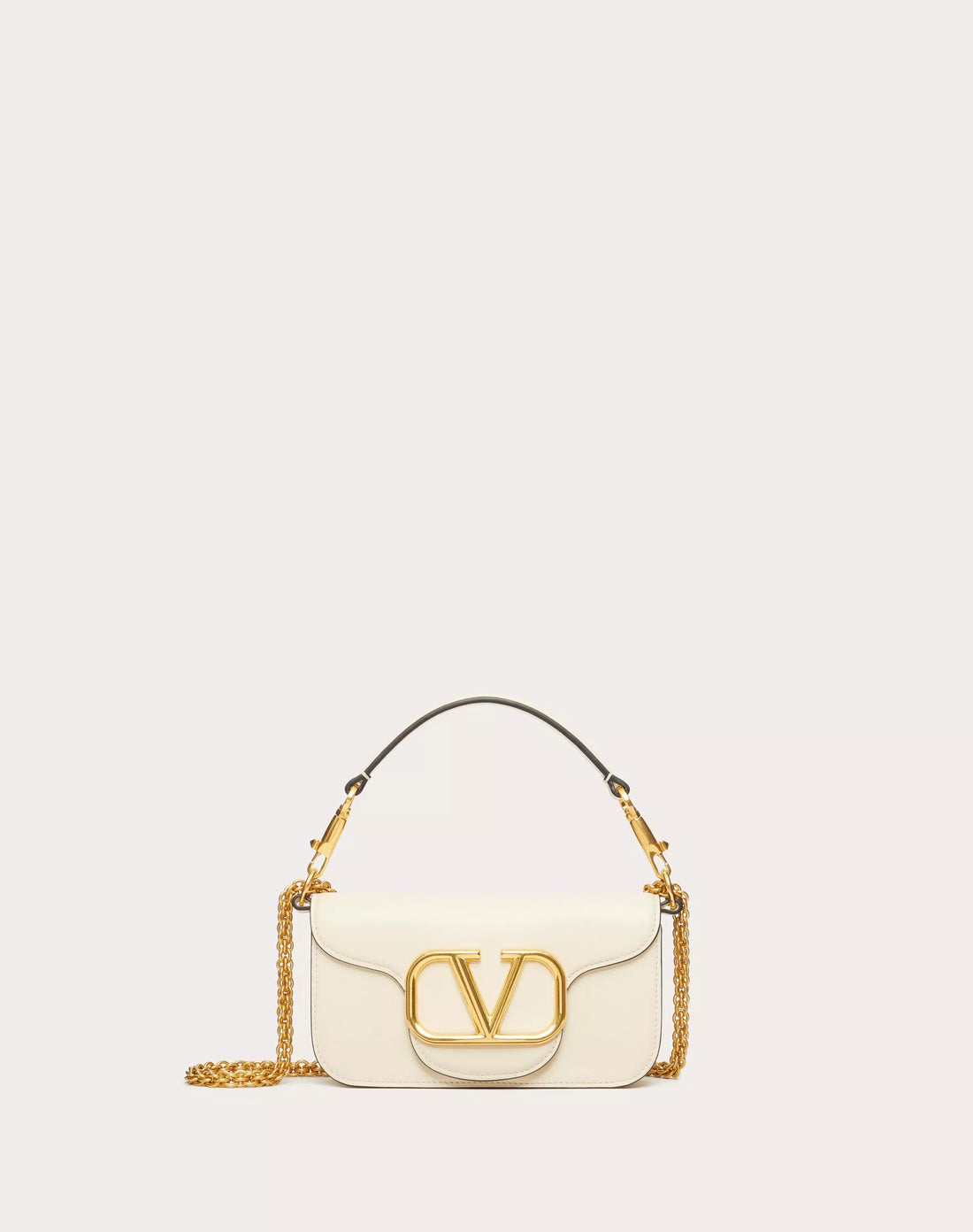VALENTINO GARAVANI LOCÒ SMALL SHOULDER BAG IN CALFSKIN LIGHT IVORY