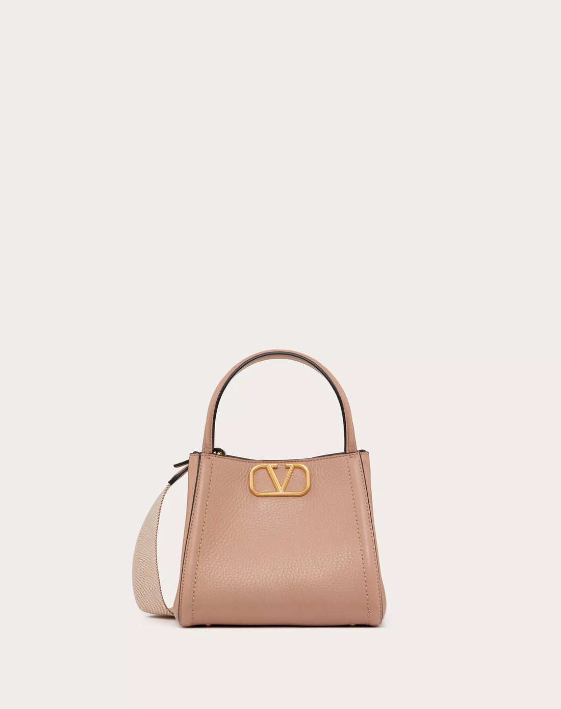 VALENTINO GARAVANI ALLTIME SMALL HANDBAG IN GRAINY CALFSKIN ROSE CANNELLE