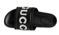 Gucci Black Leather Slide With Logo