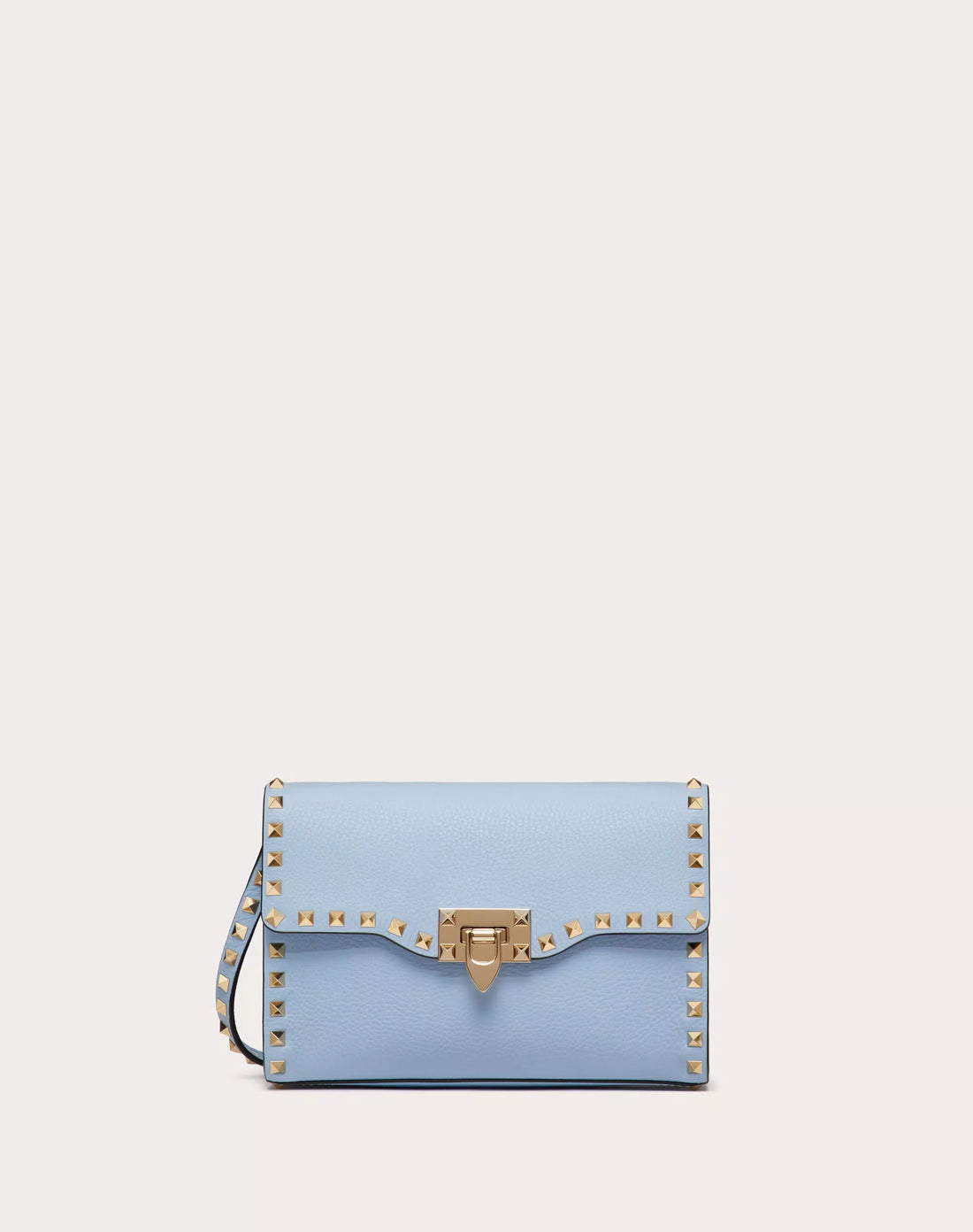SMALL ROCKSTUD GRAINY CALFSKIN CROSSBODY BAG AZURE