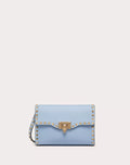 SMALL ROCKSTUD GRAINY CALFSKIN CROSSBODY BAG AZURE