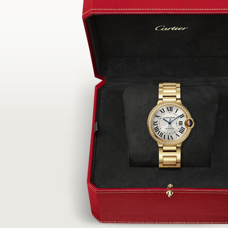 Ballon Bleu de Cartier watch, 36 mm, mechanical movement with automatic winding. Yellow gold