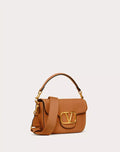 VALENTINO GARAVANI ALLTIME GRAINY CALFSKIN SHOULDER BAG ROSE ALMOND