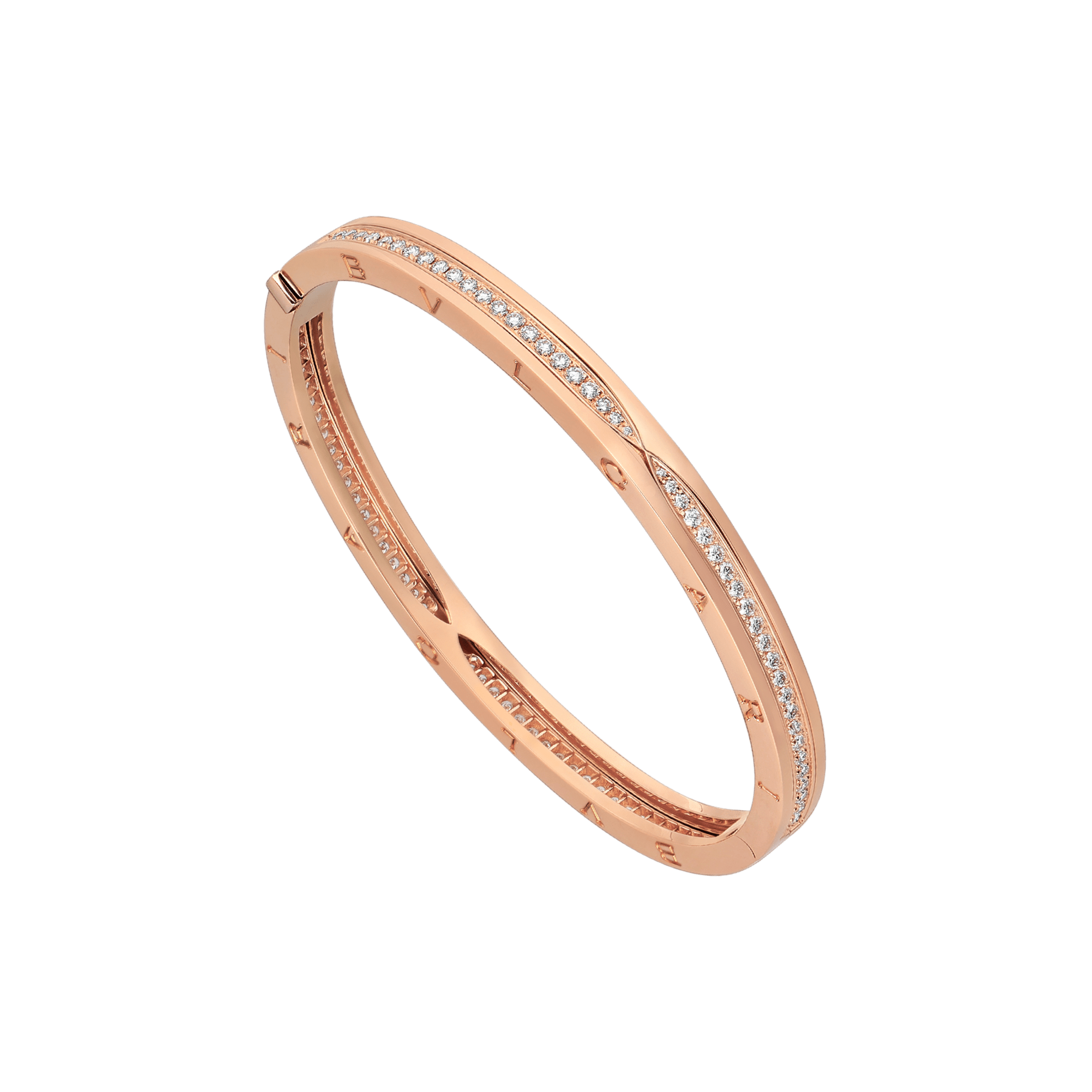 Bob Rollers Cara bracelet in rose gold, set with pavé diamonds on the spiral.