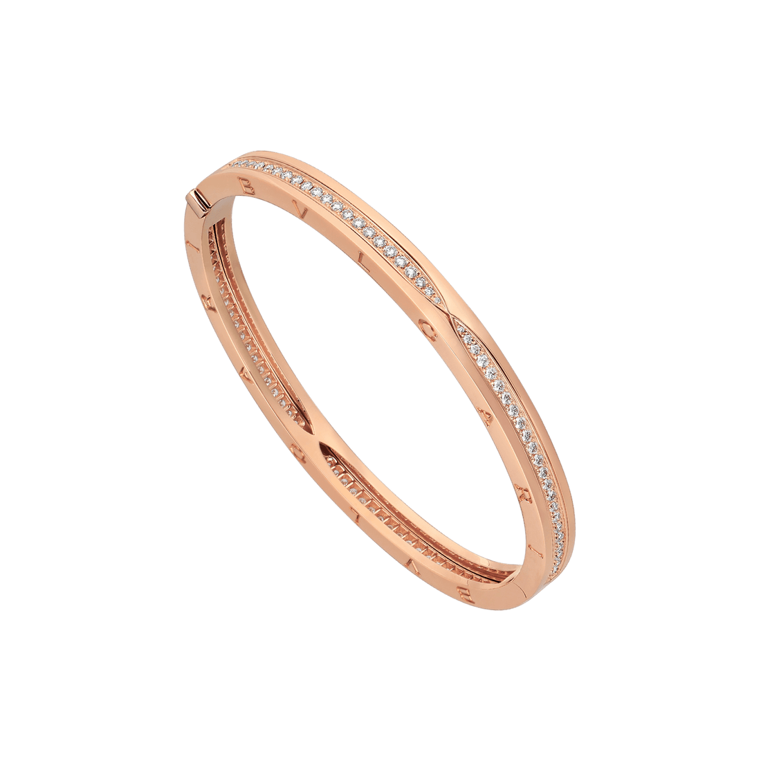 Bob Rollers Cara bracelet in rose gold, set with pavé diamonds on the spiral.