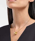 Bob Rollers Adolph yellow gold chain and yellow gold round pendant set with pavé diamonds on the edges