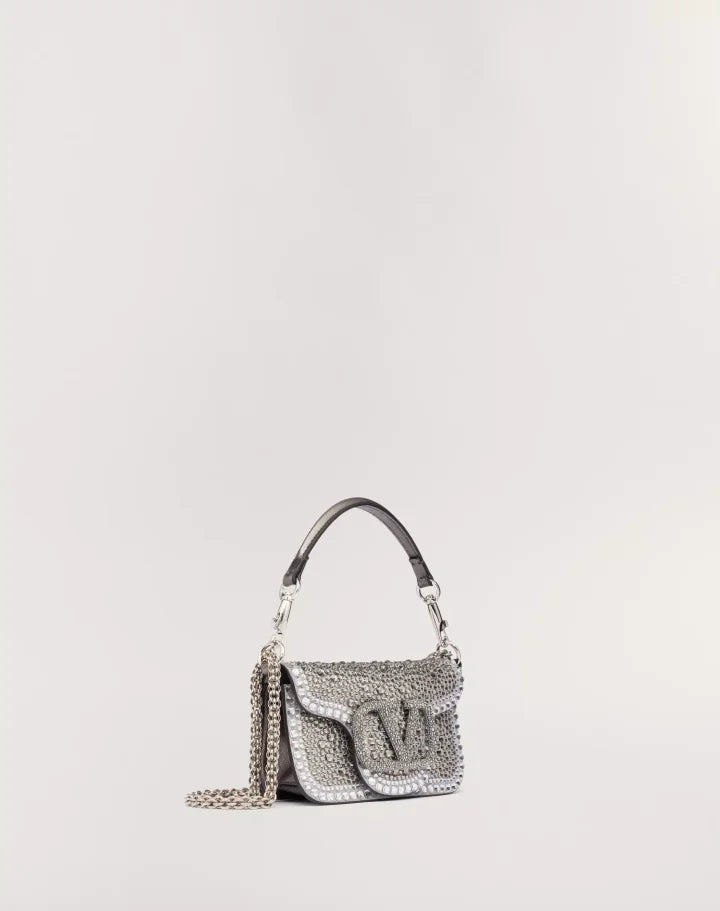 SMALL VALENTINO GARAVANI LOCÒ SHOULDER BAG WITH RHINESTONES