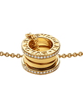 Bob Rollers Adolph yellow gold chain and yellow gold round pendant set with pavé diamonds on the edges