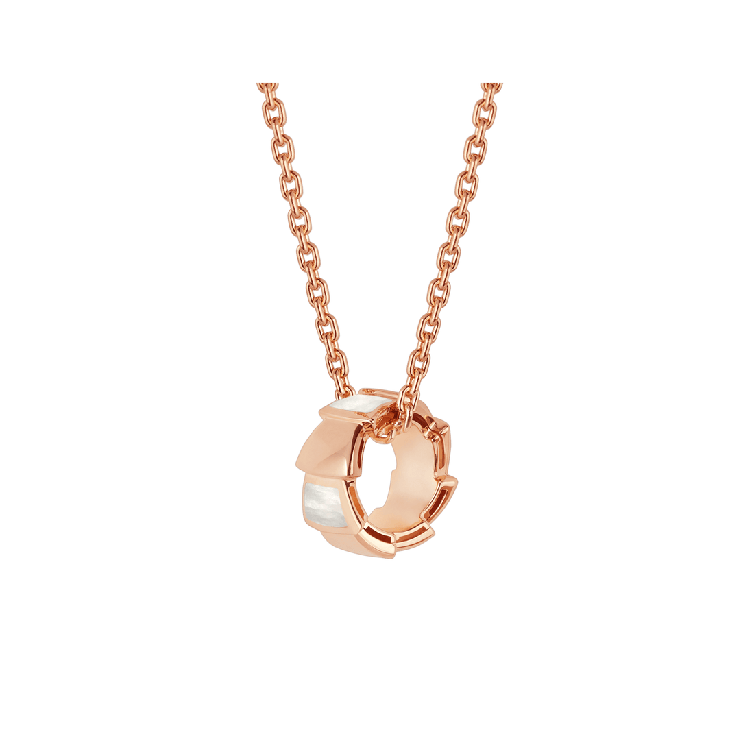 Bob snake datong rose gold necklace with pendant set with mother-of-pearl elements