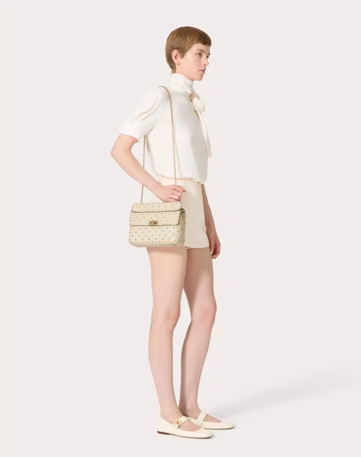 MEDIUM NAPPA ROCKSTUD SPIKE BAG LIGHT IVORY