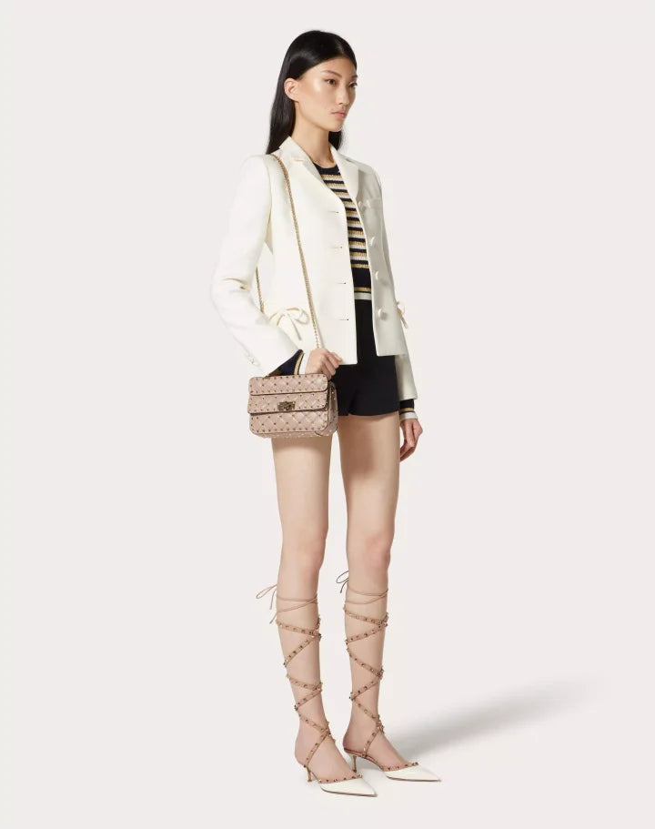 SMALL NAPPA ROCKSTUD SPIKE BAG POUDRE