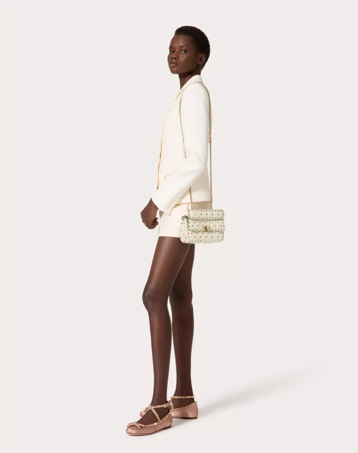 SMALL NAPPA ROCKSTUD SPIKE BAG LIGHT IVORY