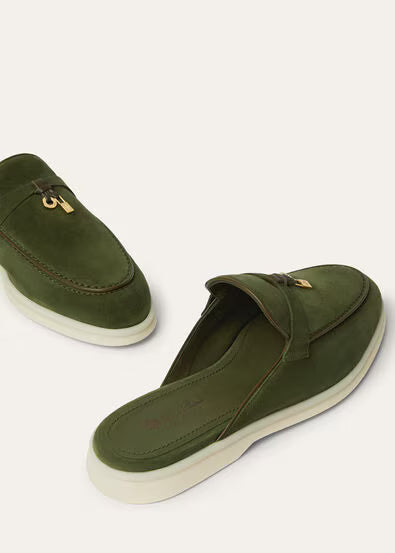 Loro Piana Charms Walk Babouche Loafer Ribbon Green